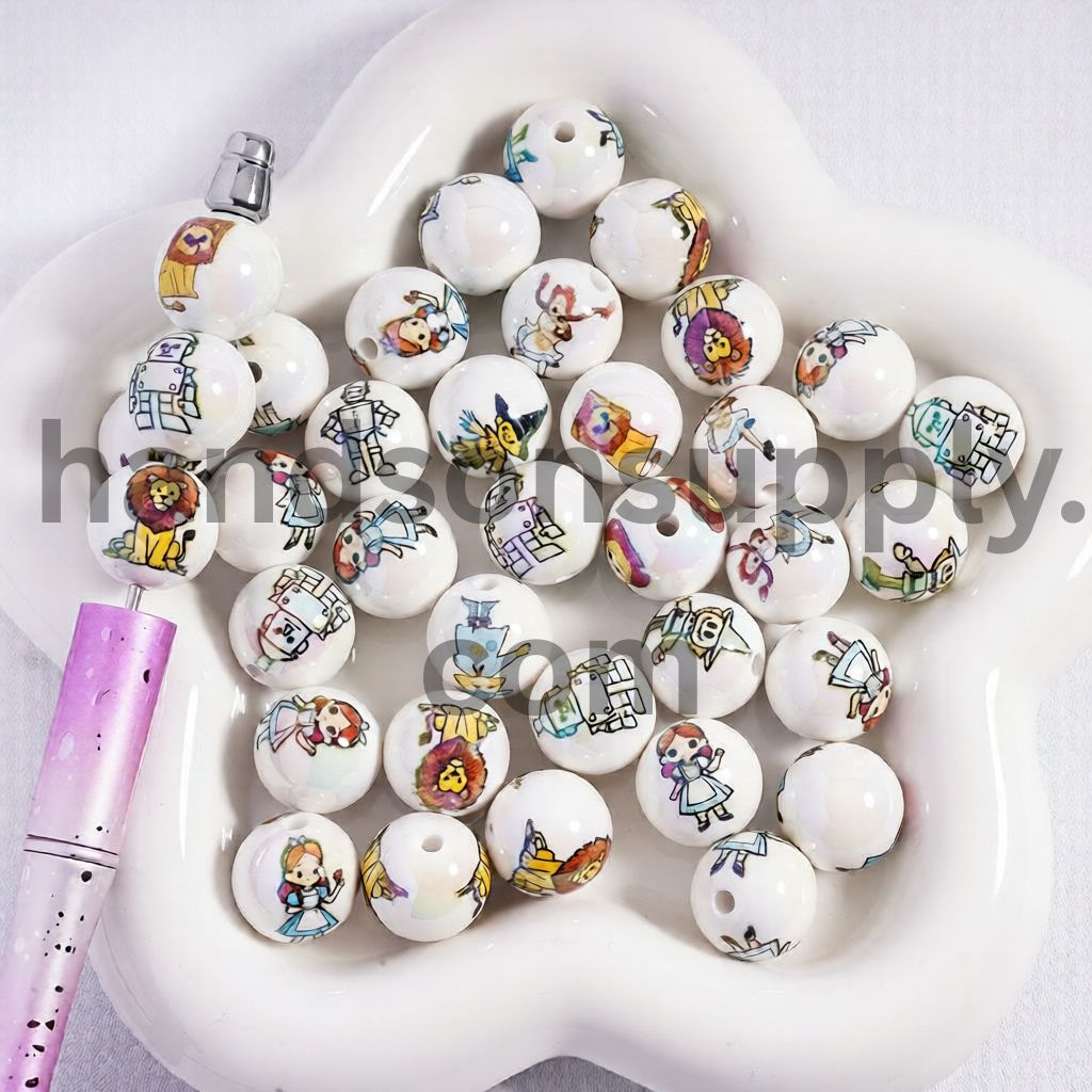 UV Coating with Fantasy Adventure Fairy Tale Series, Acrylic Beads for Bracelets 16MM, Random Mix