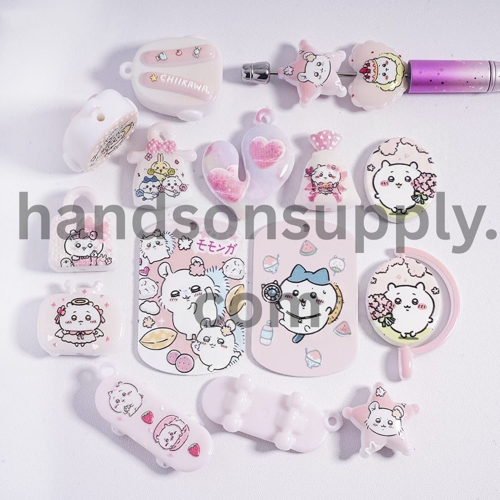 Japanese Comic Characters Different Shapes and Designs Acrylic Beads Pendant Random Mix