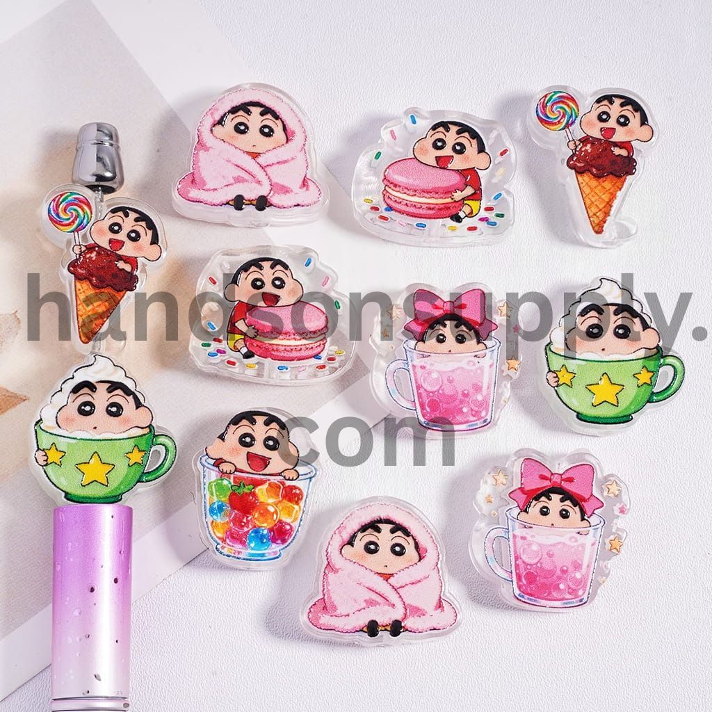 Japanese Comic Boy Character Various Shapes & Designs, Acrylic Beads Random Mix