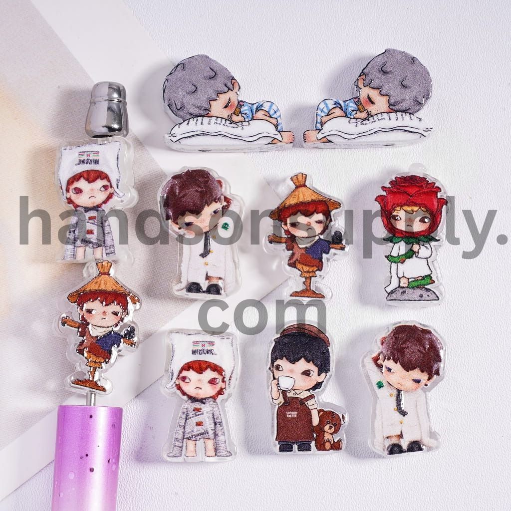 Cute Cool Baby Boy Doll Print Acrylic Beads Random Mix