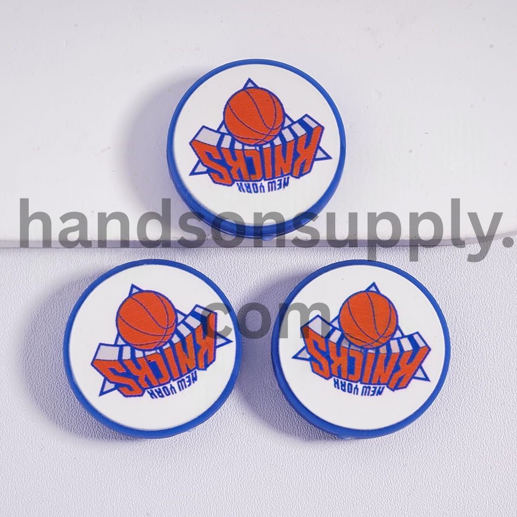 New York Basketball Team Sport Theme Flat Round Shape Silicone Focal Beads