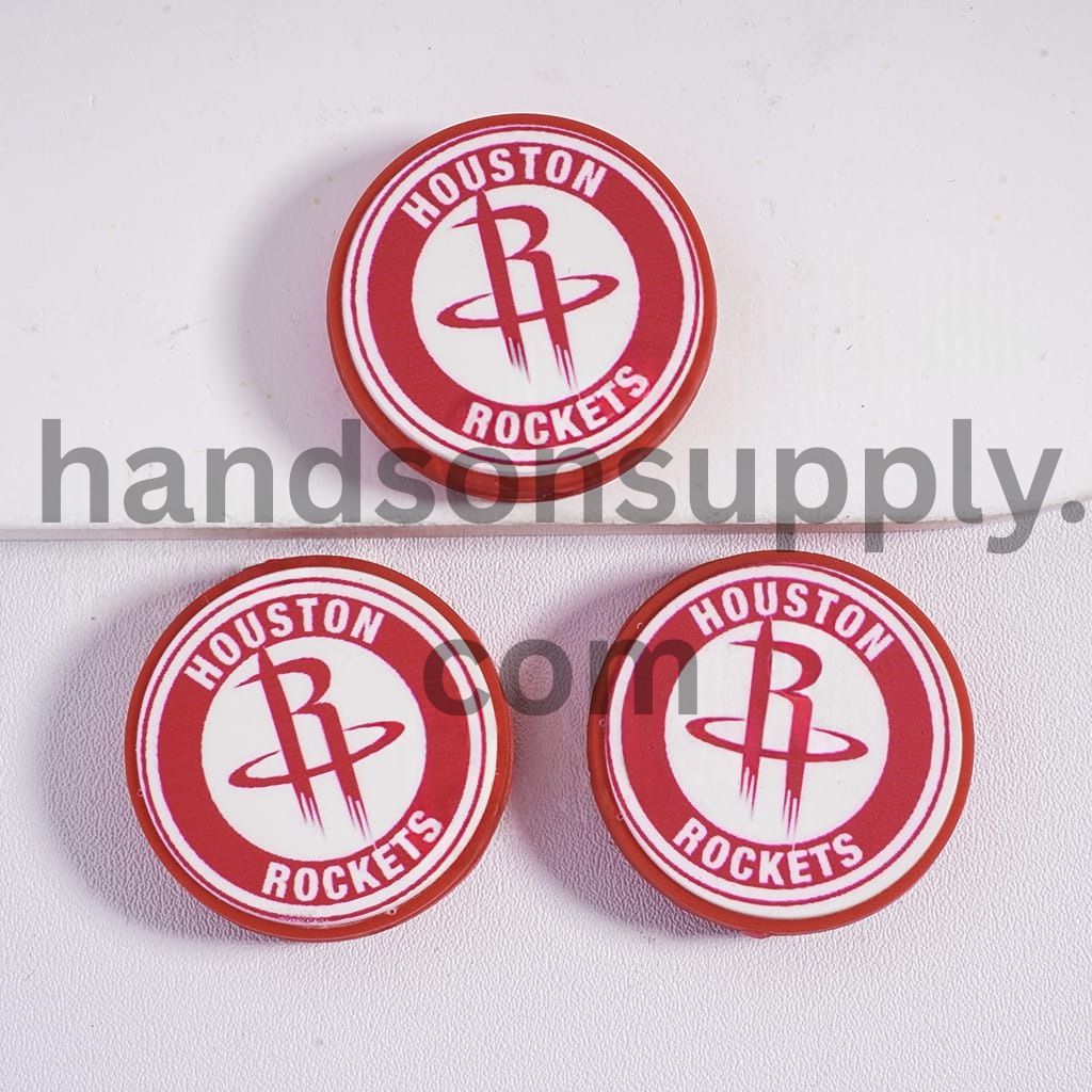 Houston Basketball Team Sport Theme Flat Round Shape Silicone Focal Beads