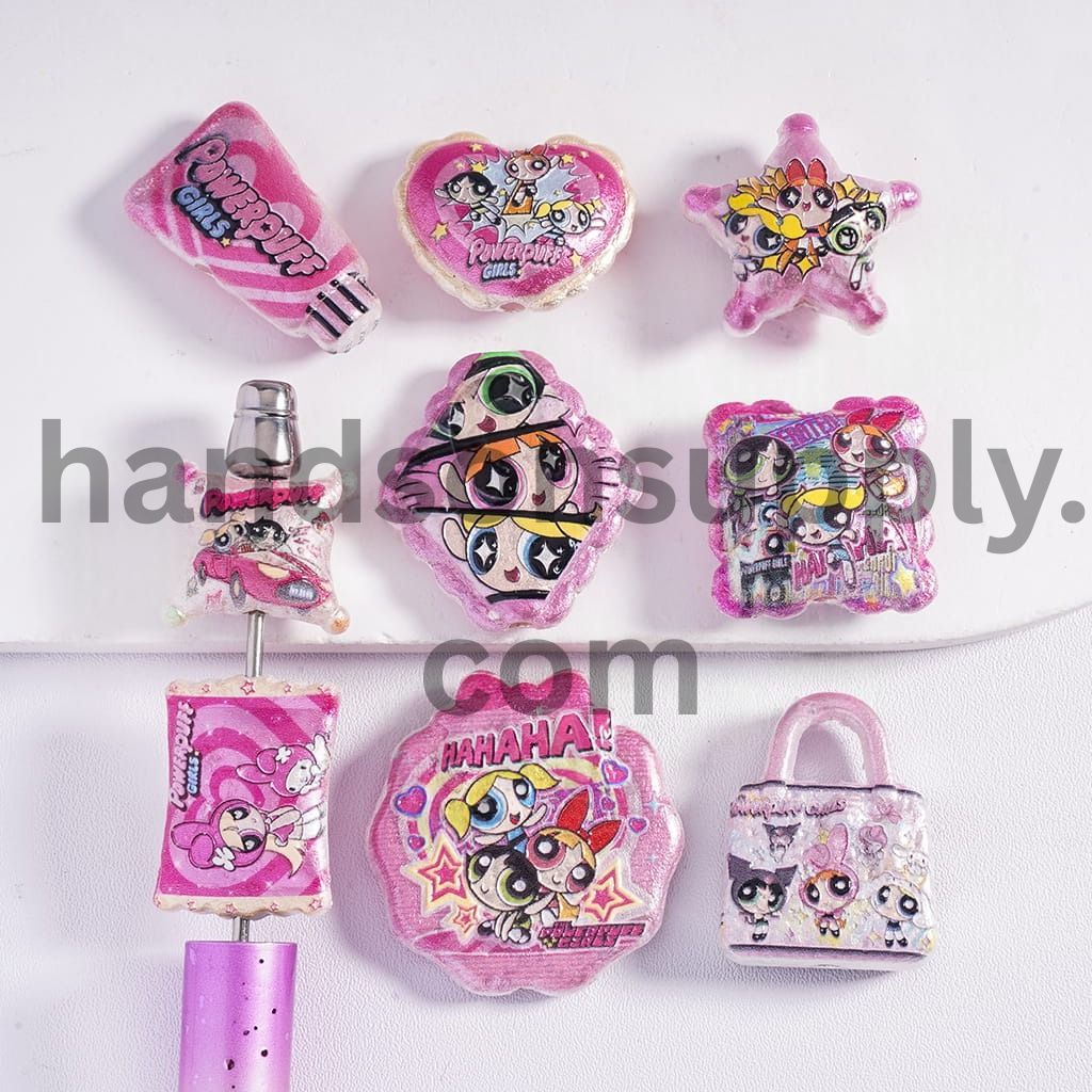 Concavo-Convex Brave Girl Police Character Print in Various Shapes Acrylic Beads Random Mix