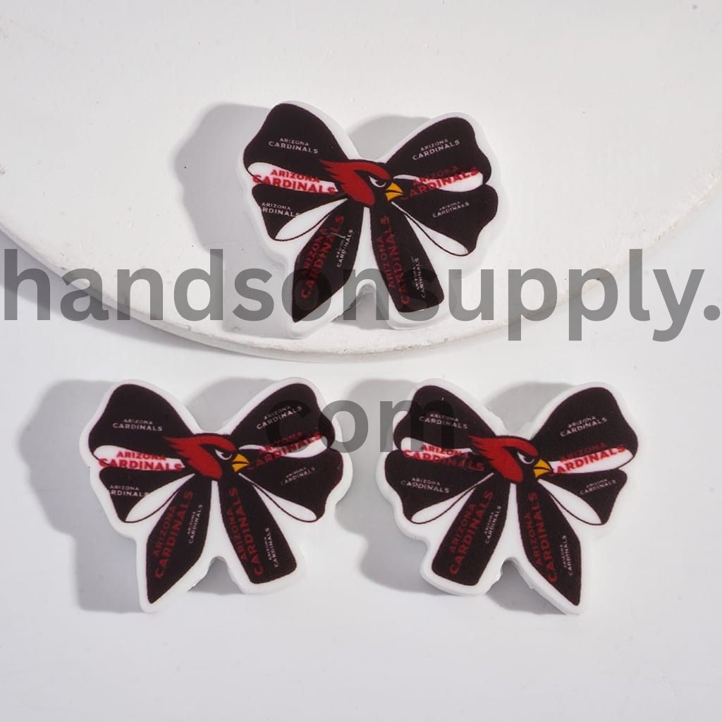 Silicone Focal Beads Bow Tie Shape with Arizona Football Pattern