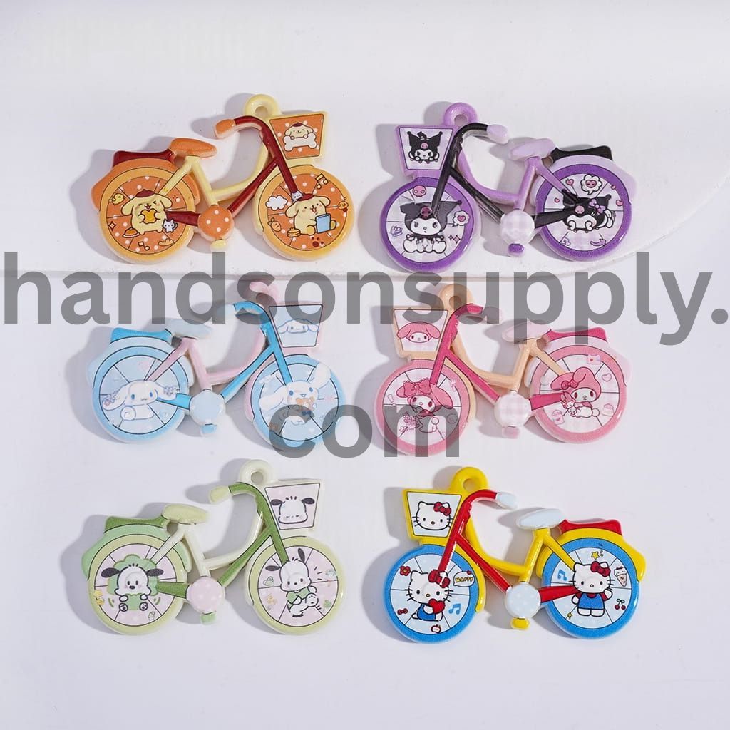 Adorable Character Pendants Patterns Series Charm Acrylic Bicycle Pendants 28*55MM Random Mix