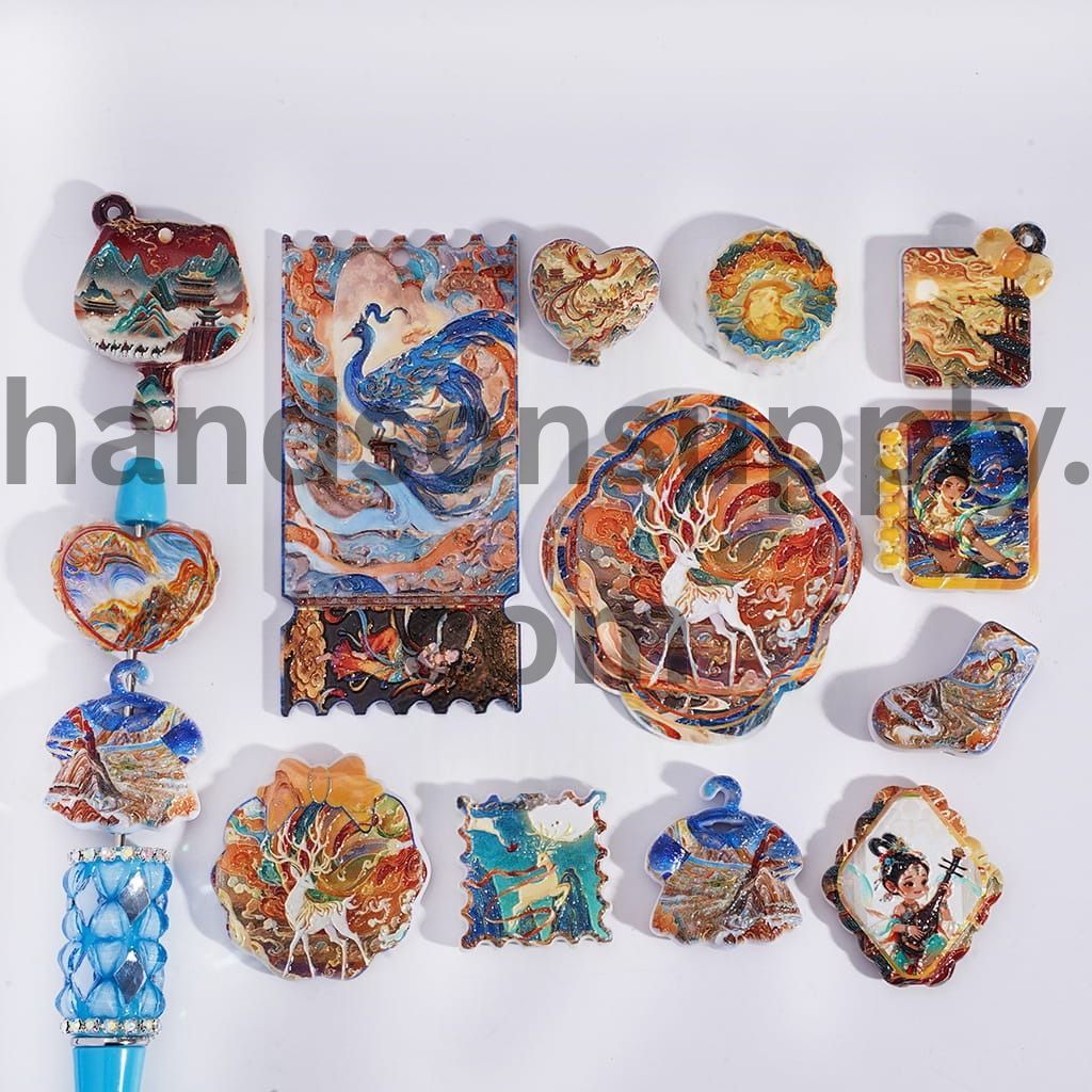 Dunhuang Nine Colored Deer & Flying Goddess Acrylic Beads Pendant Random Mix