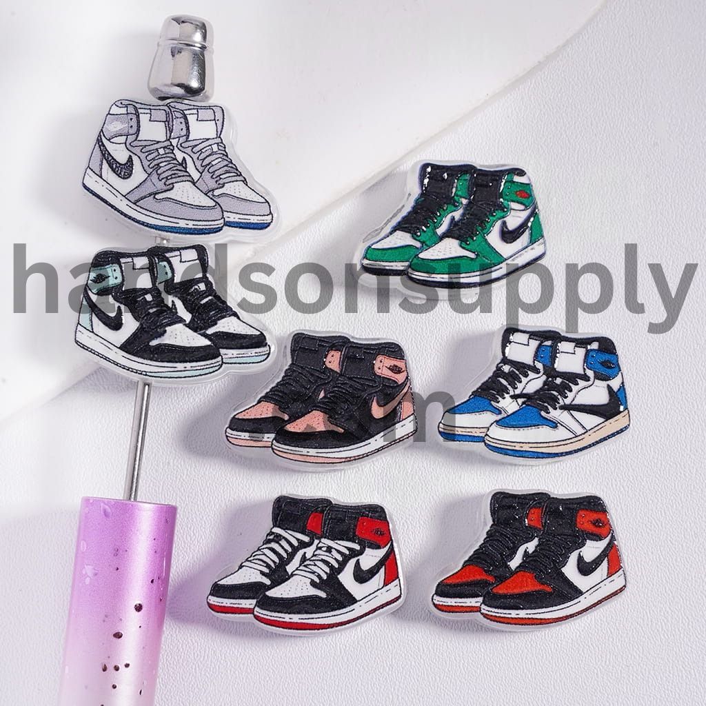 Acrylic Beads Basketball Shoes Series, 25*17MM, Multi-Color, Random Mix