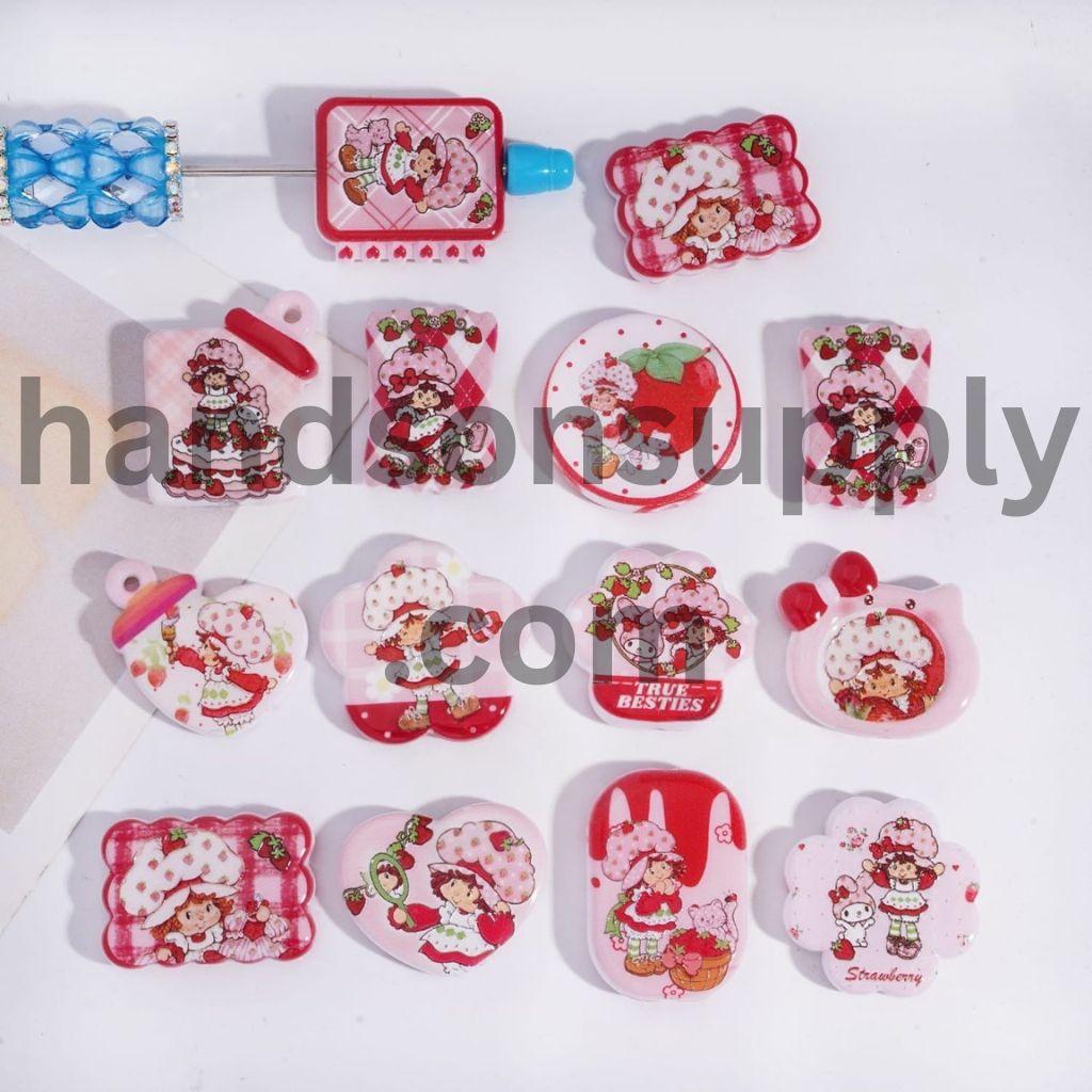 Berry Girl Theme Red Series in Various Designs Acrylic Beads Pendant Random Mix