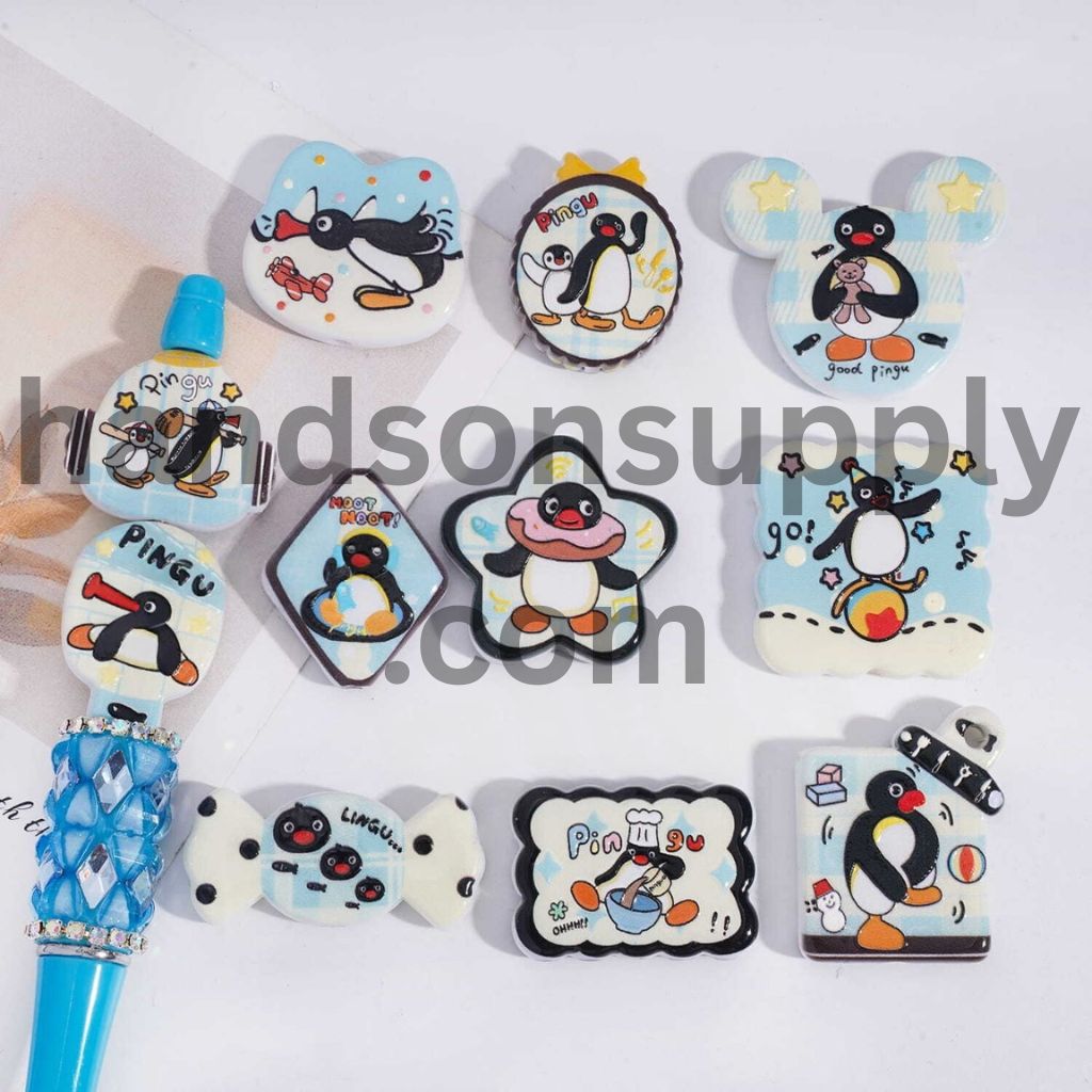 Penguin Family Prints in Various Designs Acrylic Beads Pendant Random Mix
