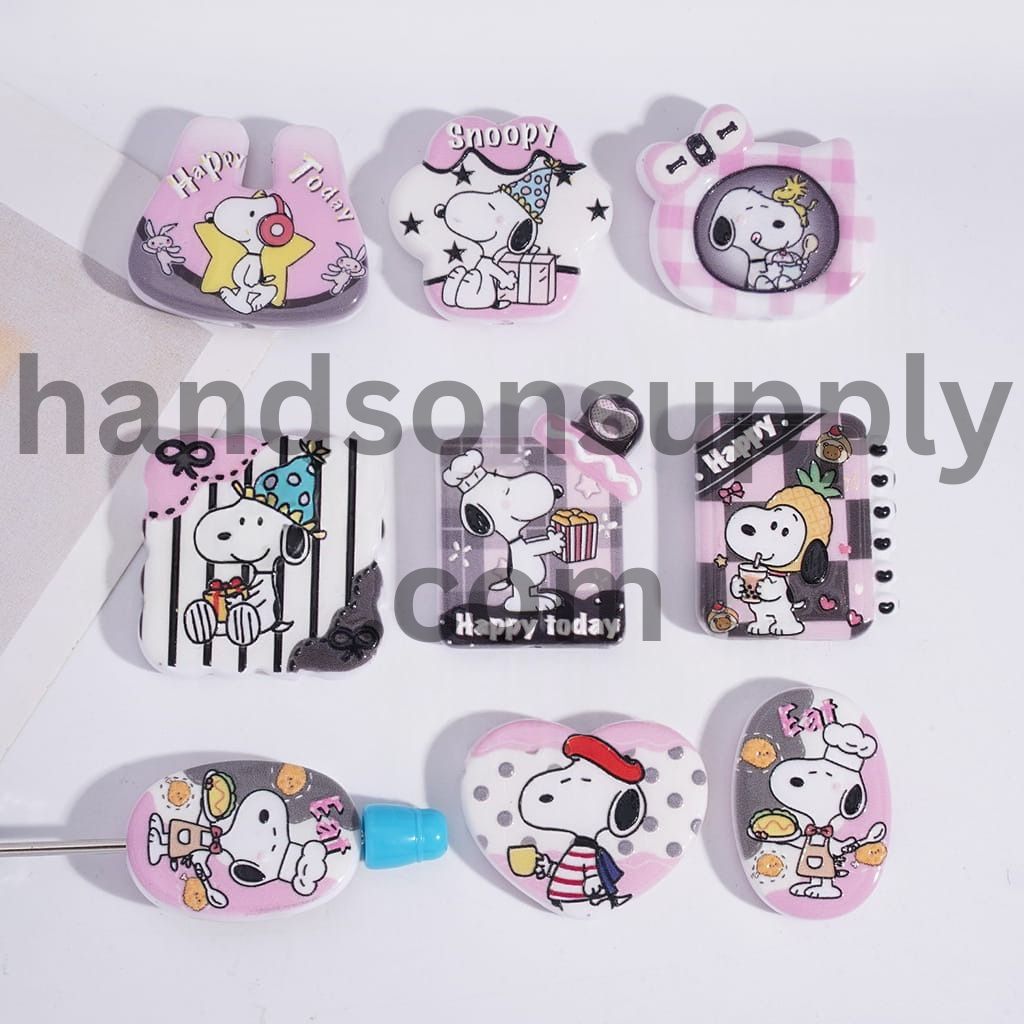 Beagle Dog Series Prints in Various Designs Acrylic Pendant Beads Random Mix