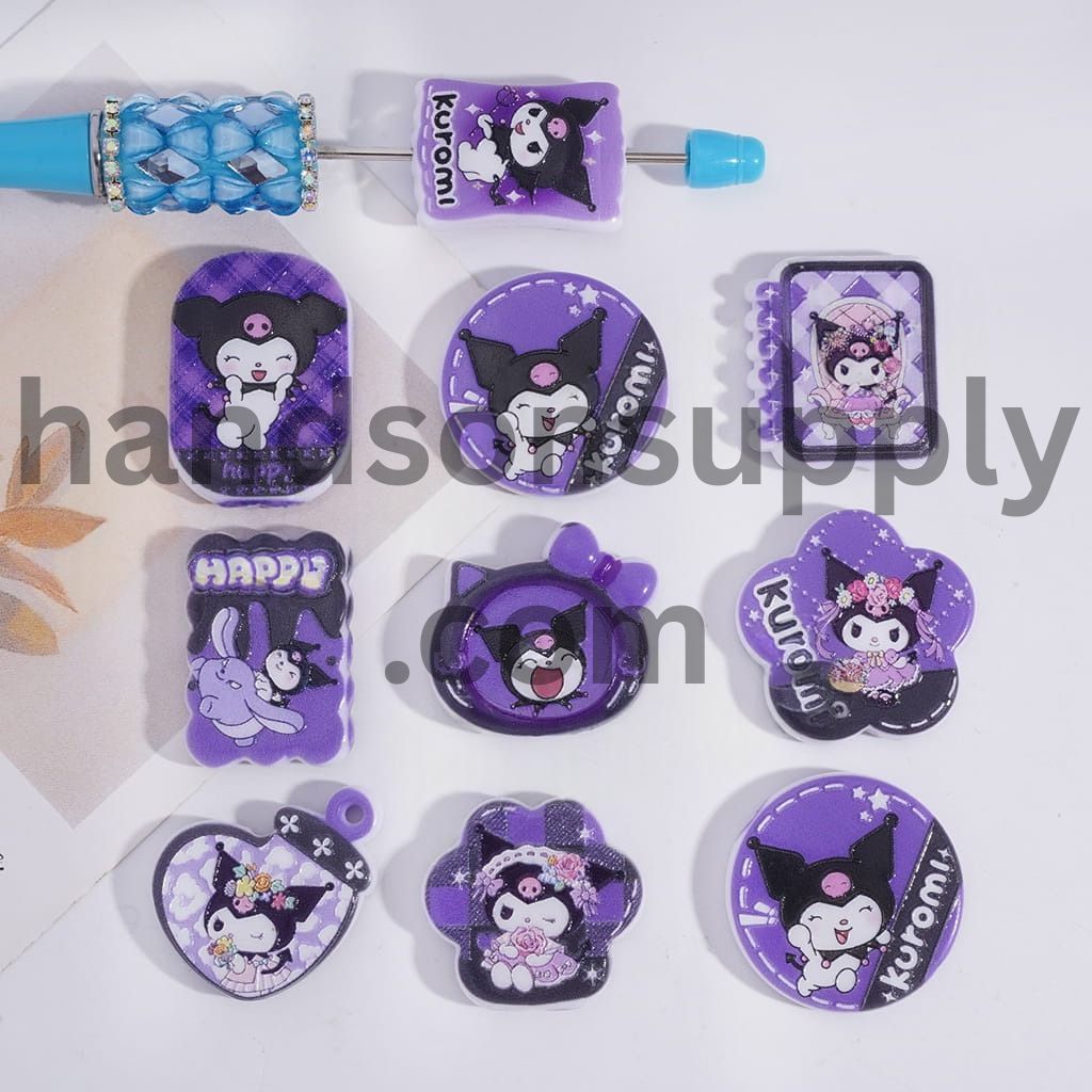 Evil Girl Character Purple Series in Various Designs Acrylic Pendant Beads Random Mix