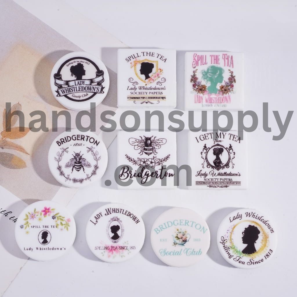 British Romantic Love Series, Duchess Floral Bee Prints, Silicone Focal Beads Random Mix