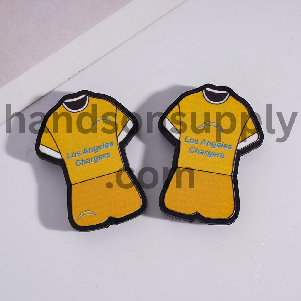 LA Chargers Football Yellow Color Jersey Design Silicone Focal Beads