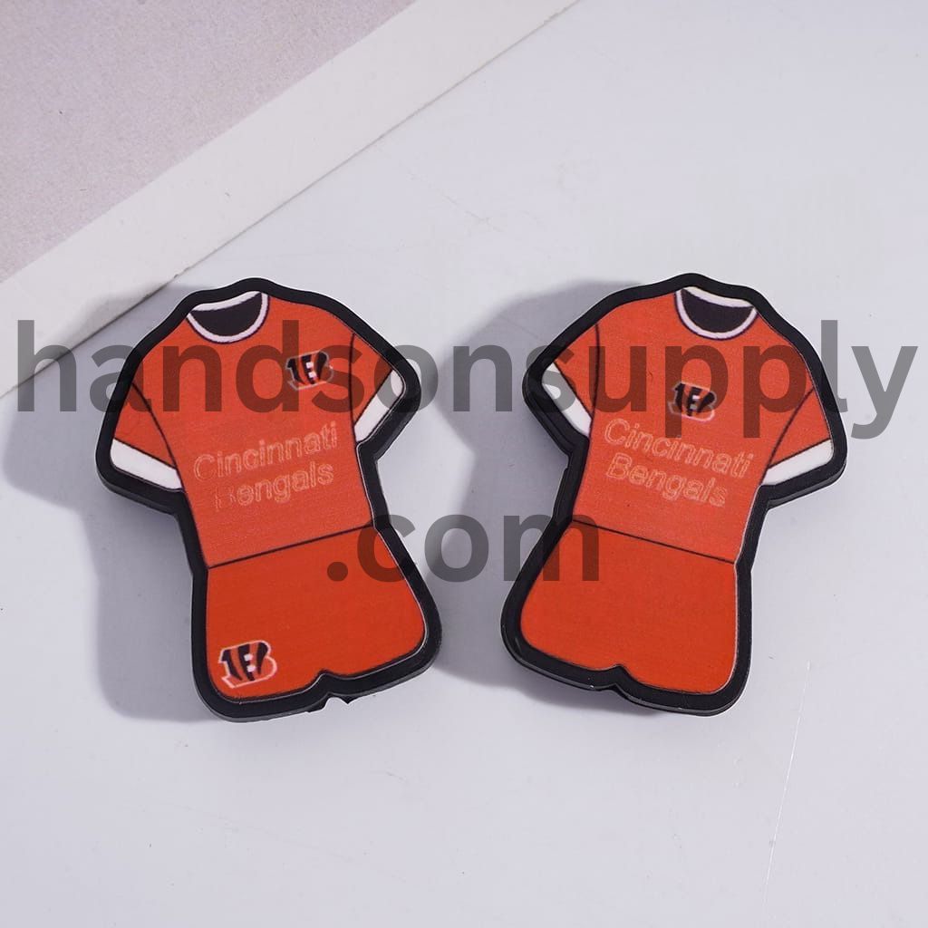 Cincinnati Football Set Orange Color Jersey Design Silicone Focal Beads