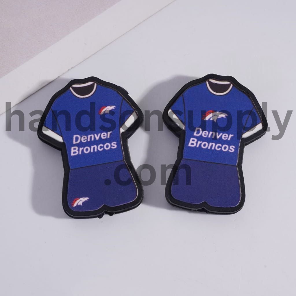 Denver Football Set Blue Color Jersey Design Silicone Focal Beads