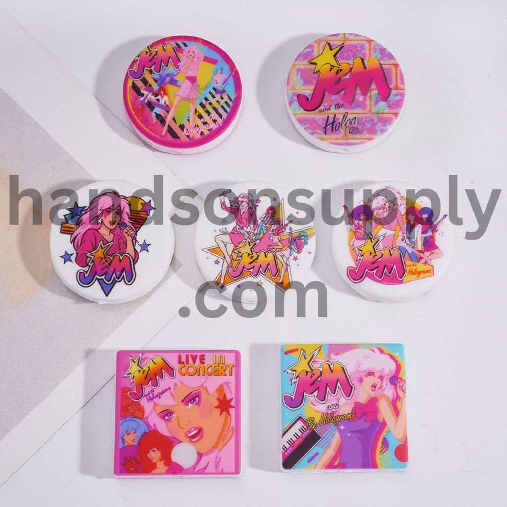 Girl Singer Holograms Pattern in Various shape Pink Series Silicone Focal Beads