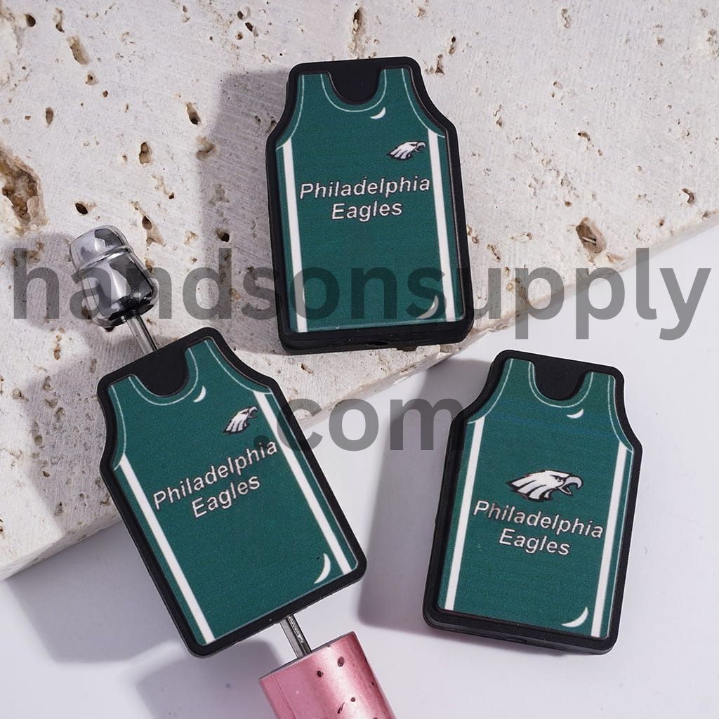 Philadelphia Bird Team Football Jersey Sports Theme Design Silicone Focal Bead