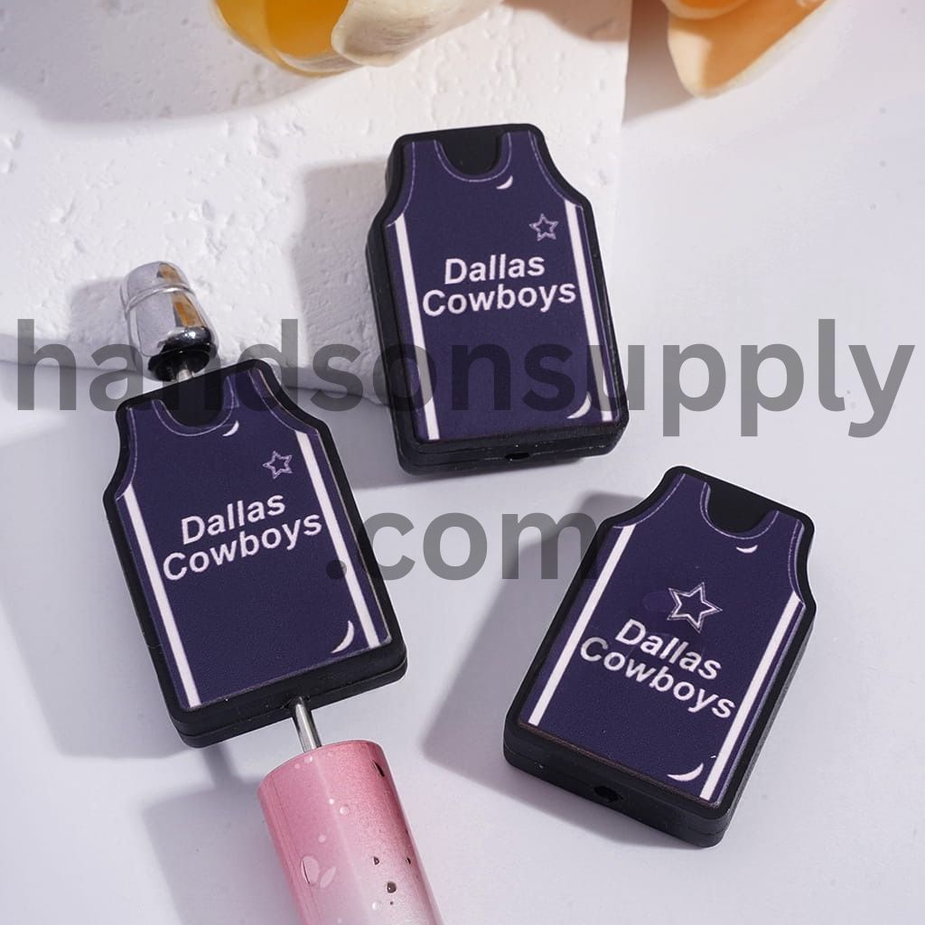Dallas Cowboys Team Football Jersey Sports Design Silicone Focal Beads