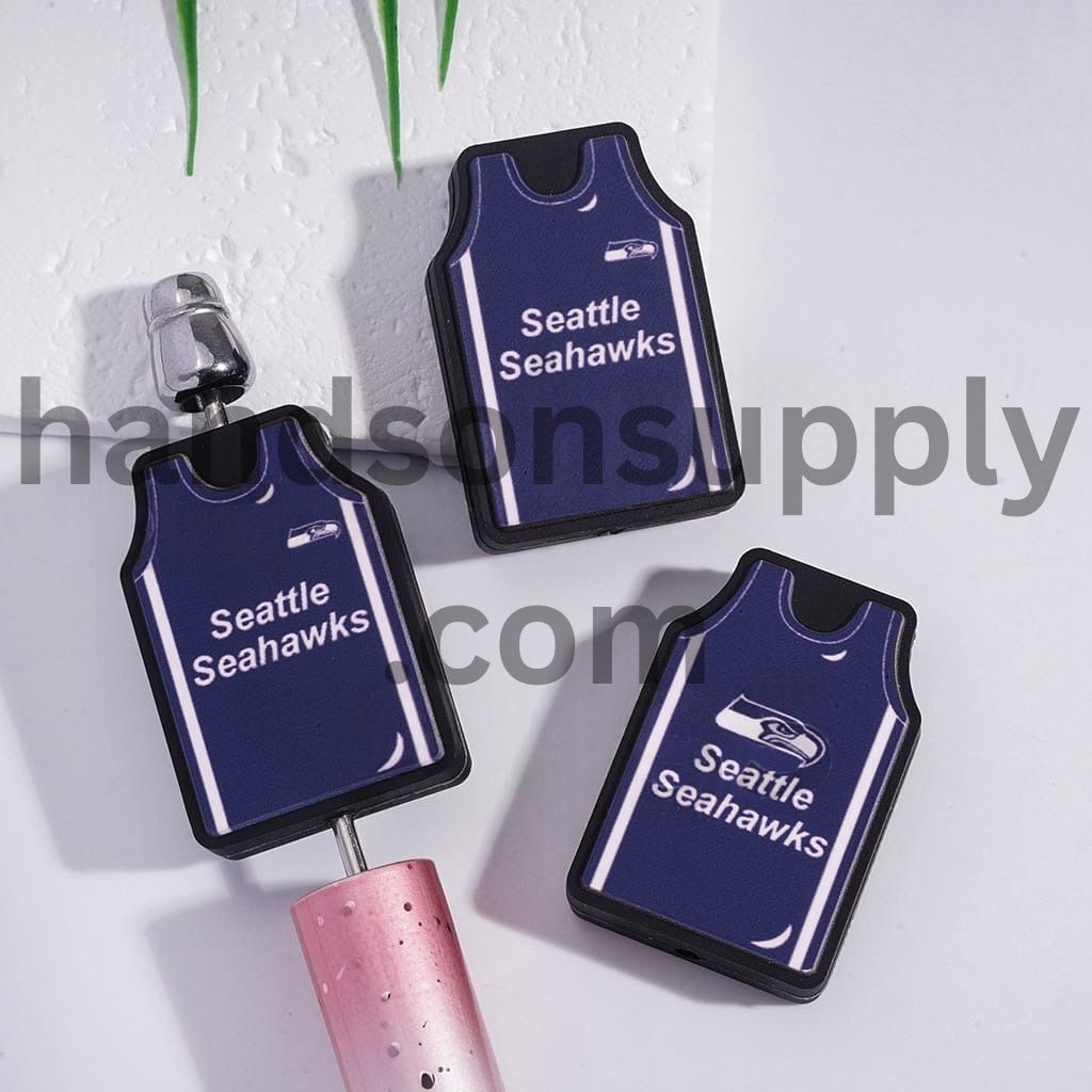 Seattle Football Jersey Seahawks Team Sports Design Silicone Focal Bead
