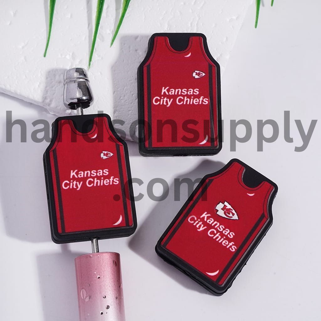 Kansas City KC Football Jersey Chiefs Team Sports Design Silicone Focal Bead