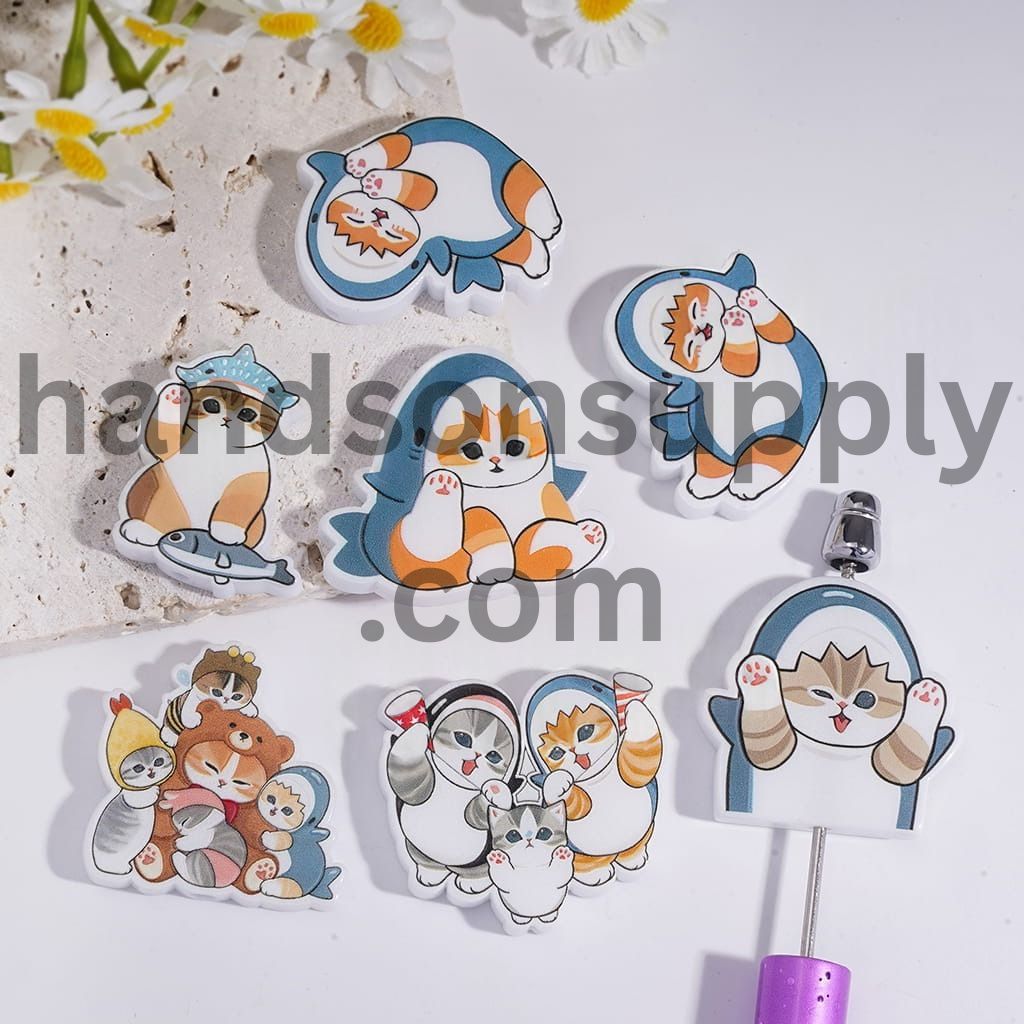 Lovely Shark Cat Character in Assorted Styles, Acrylic Beads Random Mix
