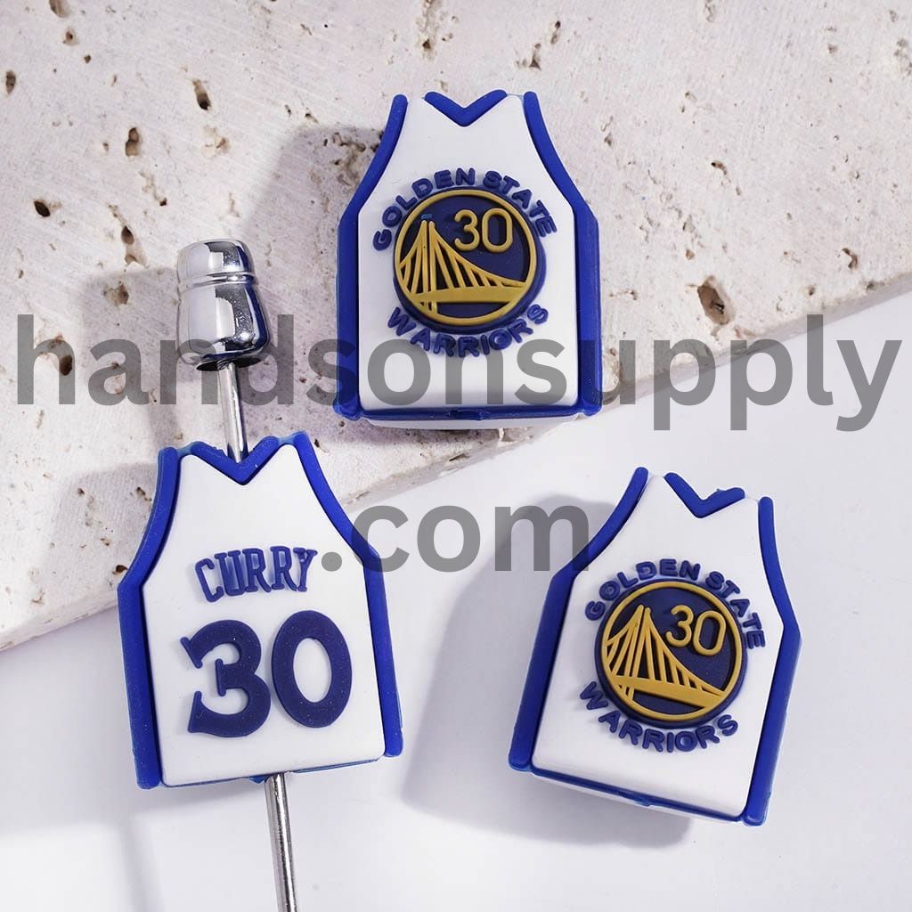 3D Basketball Jersey Sports Design Silicone Focal Beads Number 30