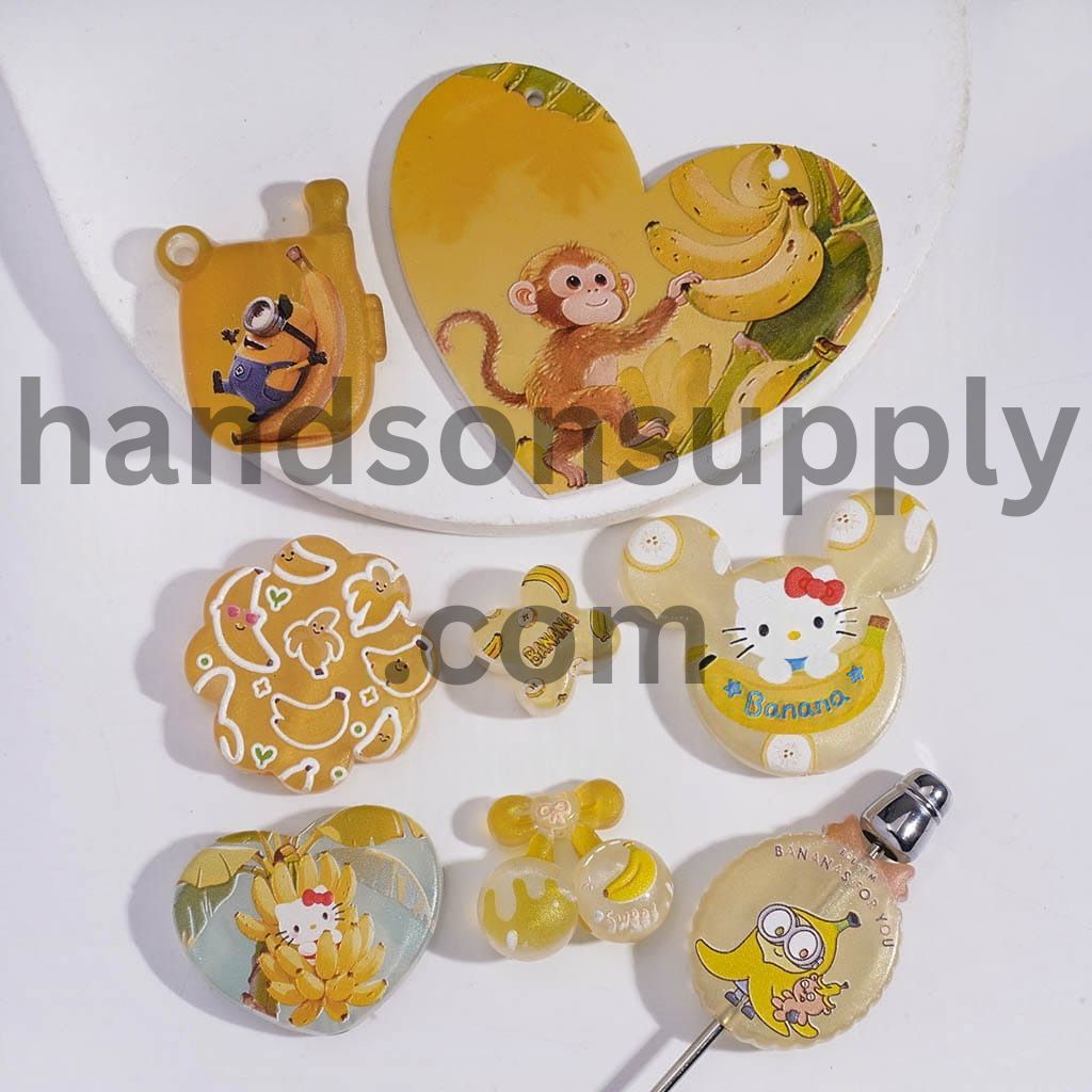 Cute Banana Animal Yellow Series Acrylic Beads Random Mix