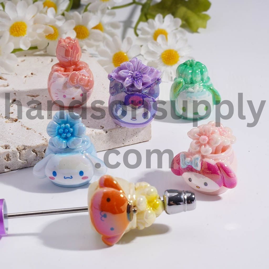 UV Coated Adorable Cute Flowerpot Shape Acrylic Beads Random Mix