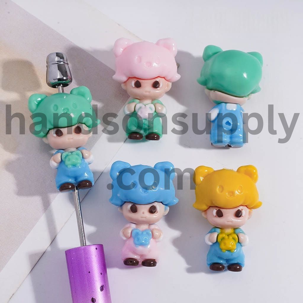 Cute Baby Boy Doll Soft PVC Beads Holding Pet, 32mm Random Mix