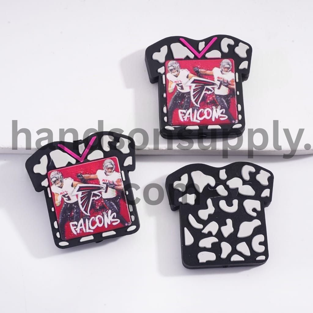 Atlanta Football Jersey with Cow Print, Sports Team Silicone Focal Beads