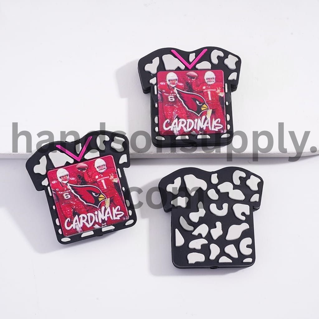 Arizona Football Jersey-Style Sports & Cow Print Silicone Focal Bead