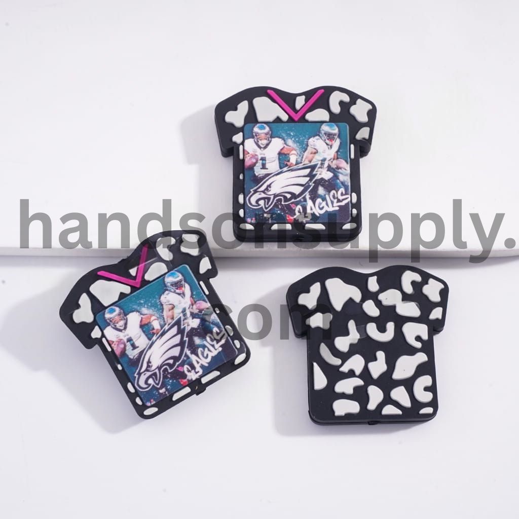 Philly Football Soccer Shirt Jersey with Cow Print Sports Charm Silicone Focal Bead