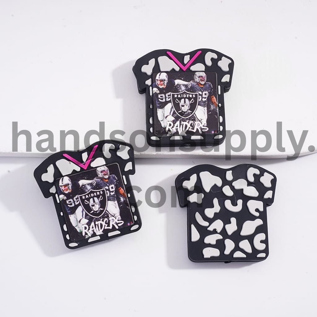 Las Vegas Football Soccer Shirt Jersey with Cow Print Sports Charm Silicone Focal Bead