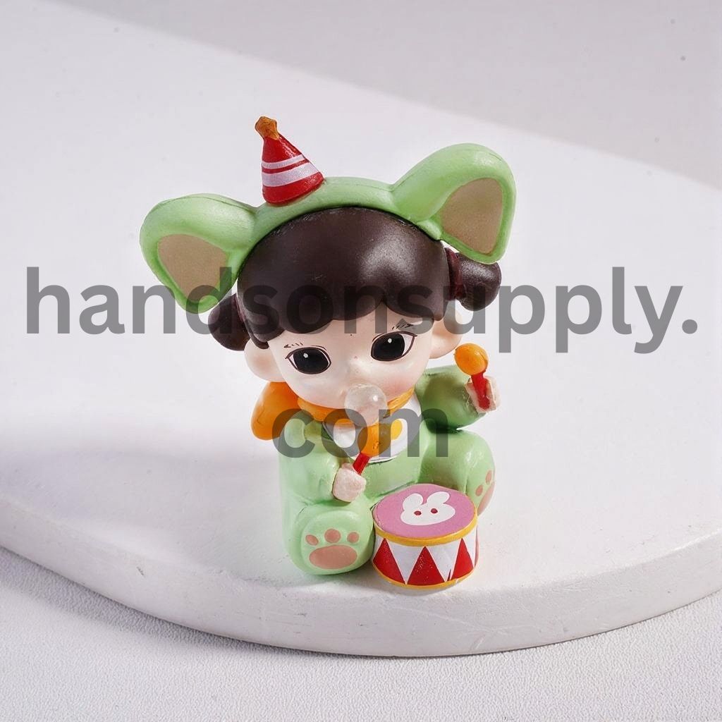 Baby Girl Blow Bubble and Play the Drum Acrylic Figures Jewelry Accessories (No-Hole)