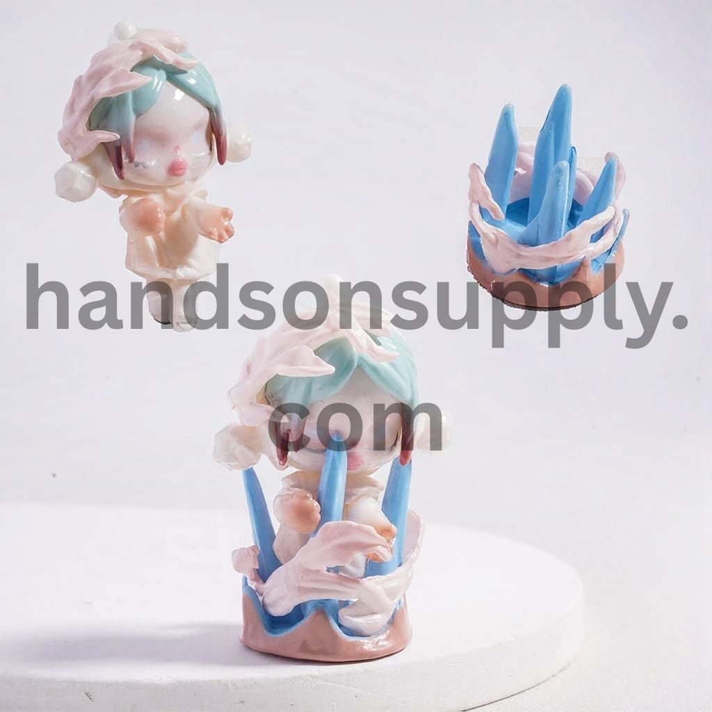 Cute Baby Girl with Her Eyes Closed and Beautiful Base, DIY Acrylic Figures Jewelry Accessories (No-Hole)