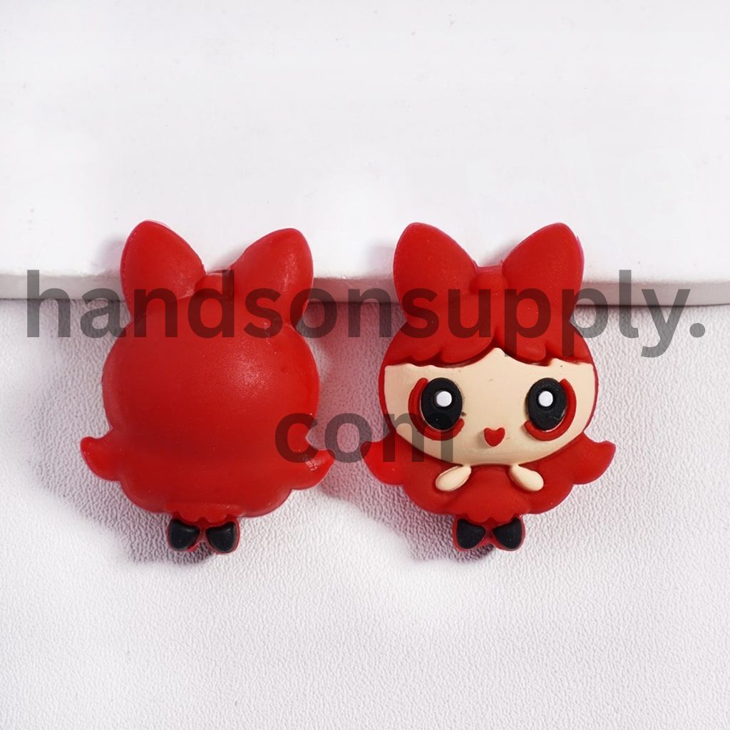 3D Cute Baby Girl with Red Bowtie & Skirt Silicone Focal Beads