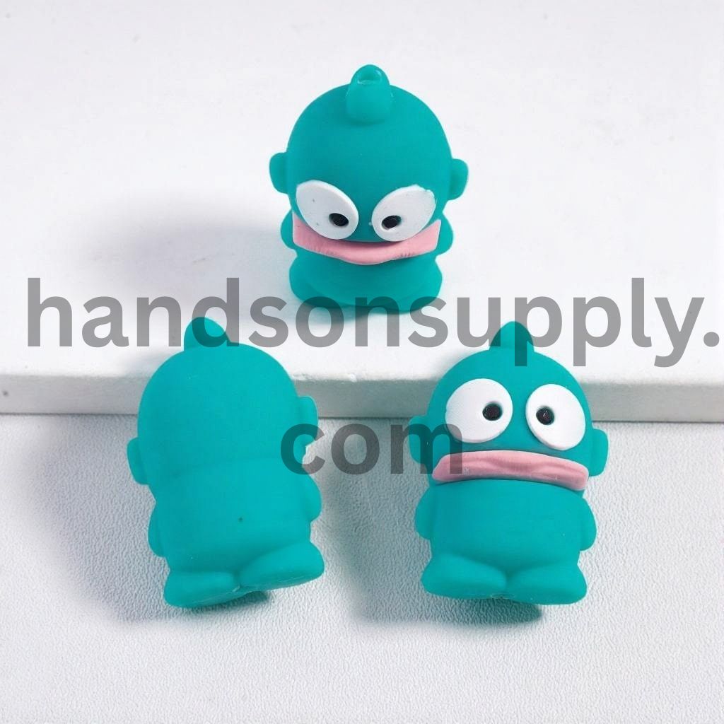 3D Cute Big Mouth & Eyes Teal Color Adorable Character Silicone Focal Beads