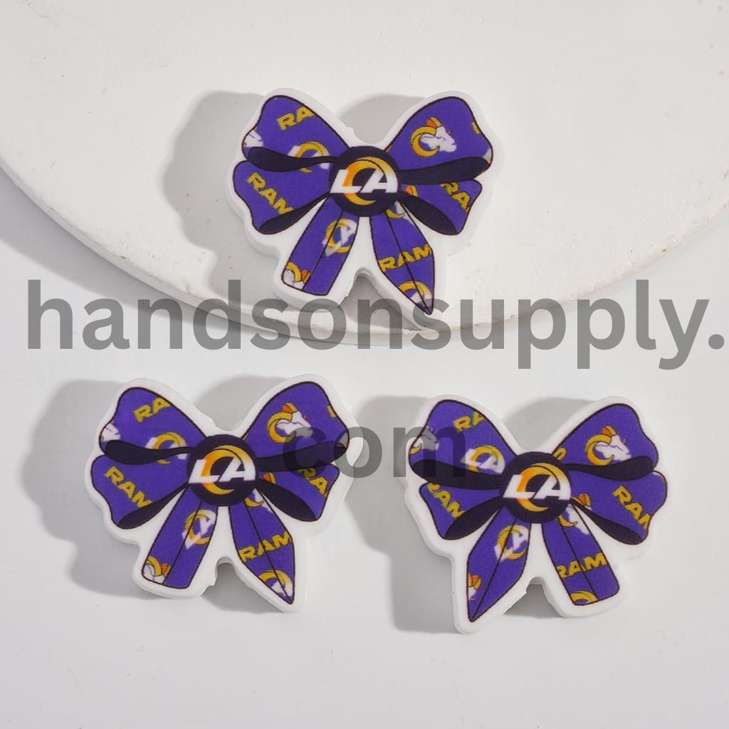 LA Football Pattern Bow Shape Silicone Focal Beads