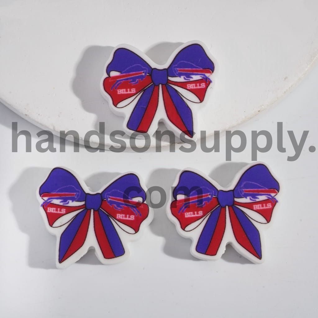 Buffalo Football Pattern Printed Bow Tie Shape Silicone Focal Beads