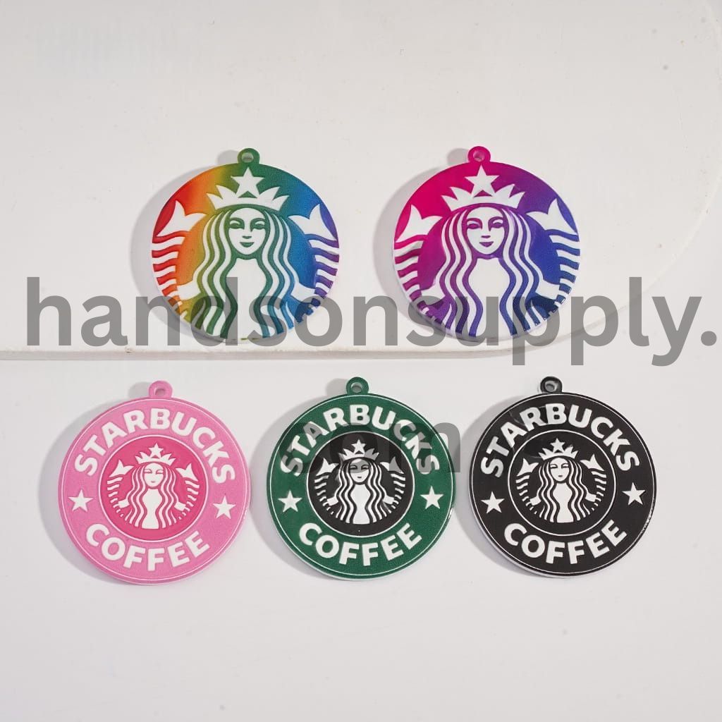 Coffee Series Acrylic Pendant Beads, Flat Round 38MM, Random Mix