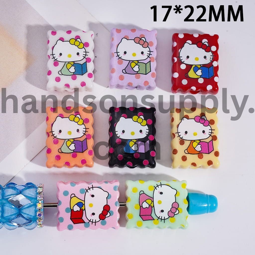 Cute Cat Polka Dots Wavy-Edged Rectangular Shape Acrylic Beads 17*22MM, Random Mix