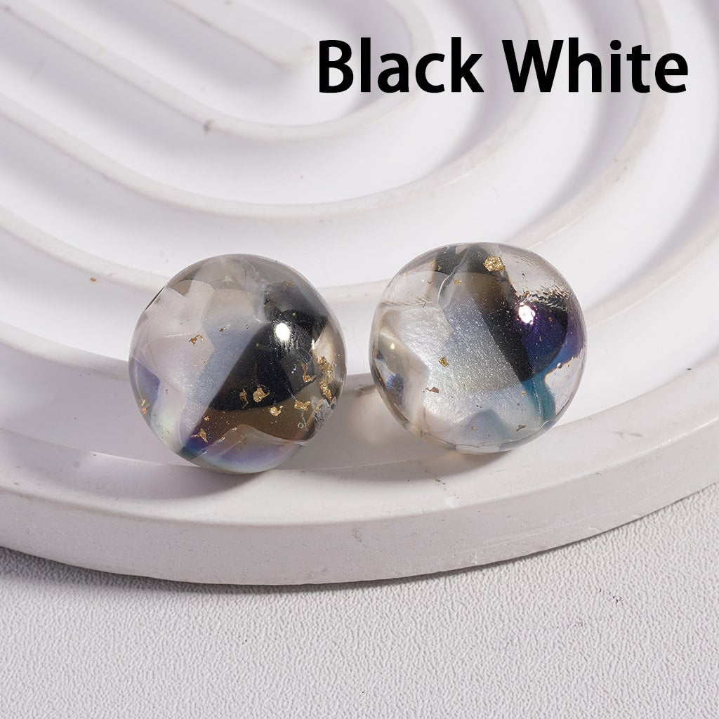 UV Coated Clear with Large Multi-Color Star and Gold Foil Flower Inside, Round Acrylic Beads 16MM, Random Mix
