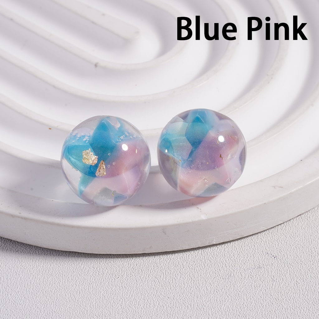 UV Coated Clear with Large Multi-Color Star and Gold Foil Flower Inside, Round Acrylic Beads 16MM, Random Mix