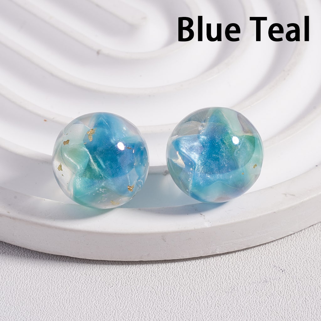 UV Coated Clear with Large Multi-Color Star and Gold Foil Flower Inside, Round Acrylic Beads 16MM, Random Mix