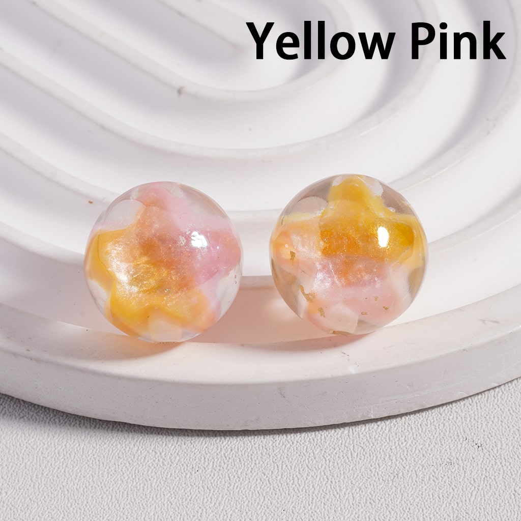 UV Coated Clear with Large Multi-Color Star and Gold Foil Flower Inside, Round Acrylic Beads 16MM, Random Mix