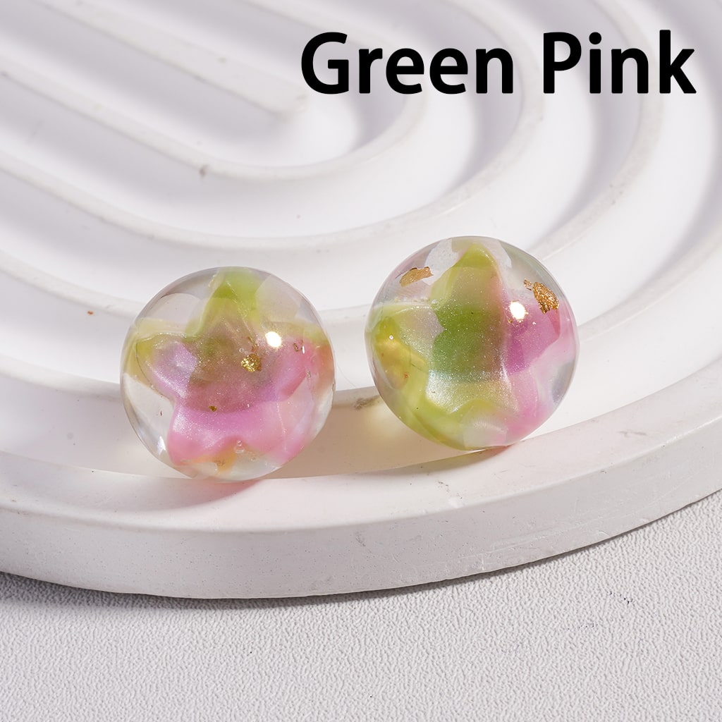 UV Coated Clear with Large Multi-Color Star and Gold Foil Flower Inside, Round Acrylic Beads 16MM, Random Mix