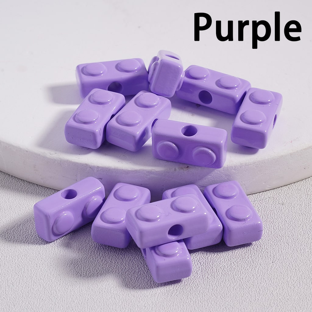 Mini Building Block Toy Acrylic Beads in Solid Color, 6*13MM (Single Color is available for 500pcs(Whole Bag)Only) Ramdom Mix