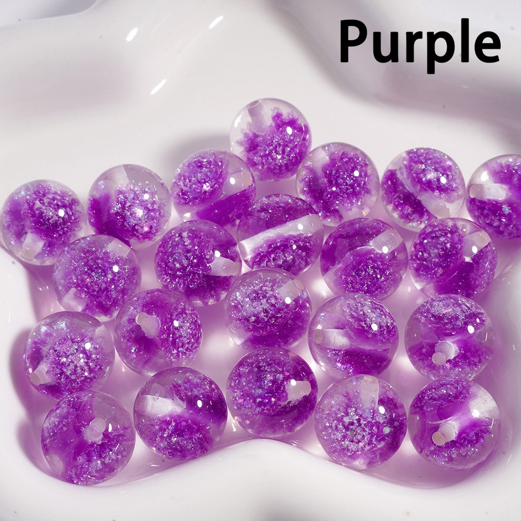 Luminous Glitter Daisy Flower Multi-Color Petals Clear Round 16mm Acrylic Beads