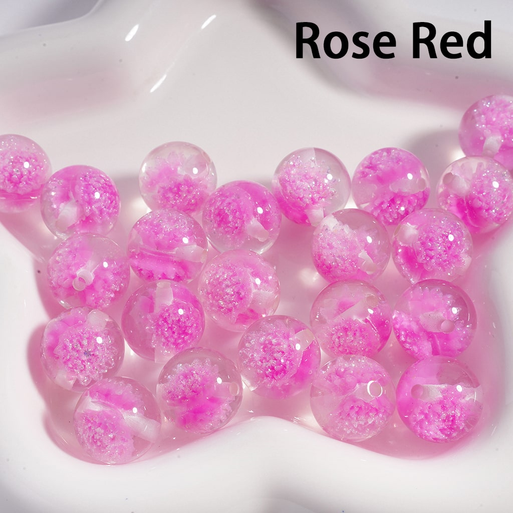 Luminous Glitter Daisy Flower Multi-Color Petals Clear Round 16mm Acrylic Beads