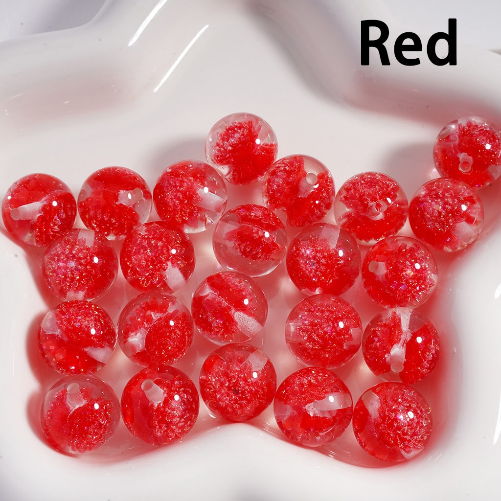 Luminous Glitter Daisy Flower Multi-Color Petals Clear Round 16mm Acrylic Beads